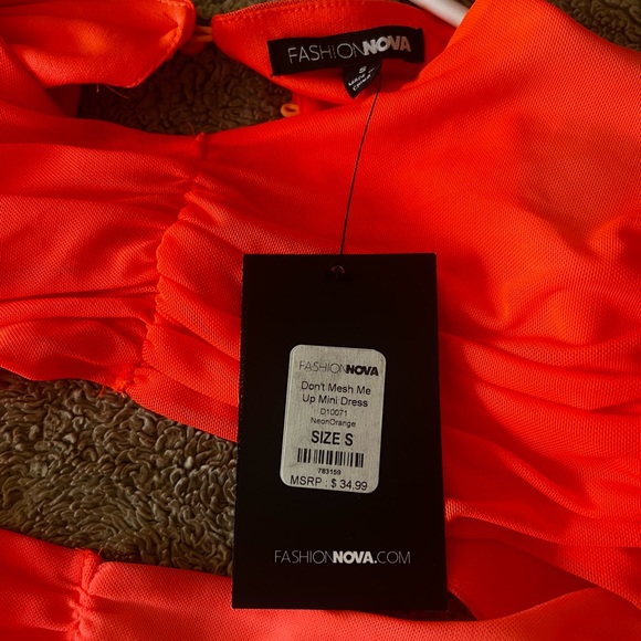 Brand New! Fashion Nova Neon Orange Dress - Picture 6 of 9